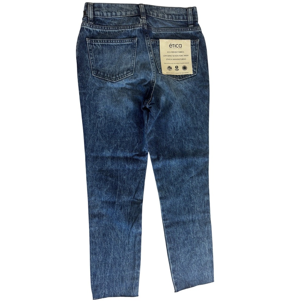 Etica Womens Blue High Rise Straight Leg Denim Jeans NWT Petite 2 Medium Wash - Picture 4 of 7